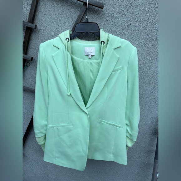 CINQ À SEPT Hooded Khloe Jacket In Green Papaya - Picture 4 of 10